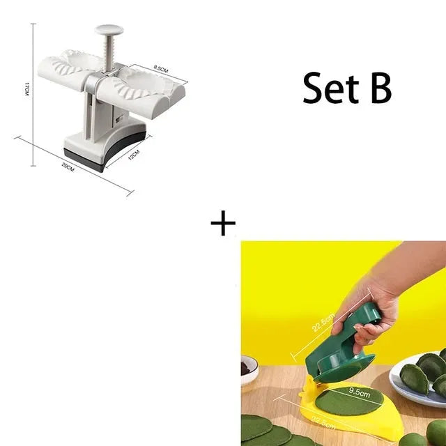 White double head dumpling mould manual press with anti-slip rubber base