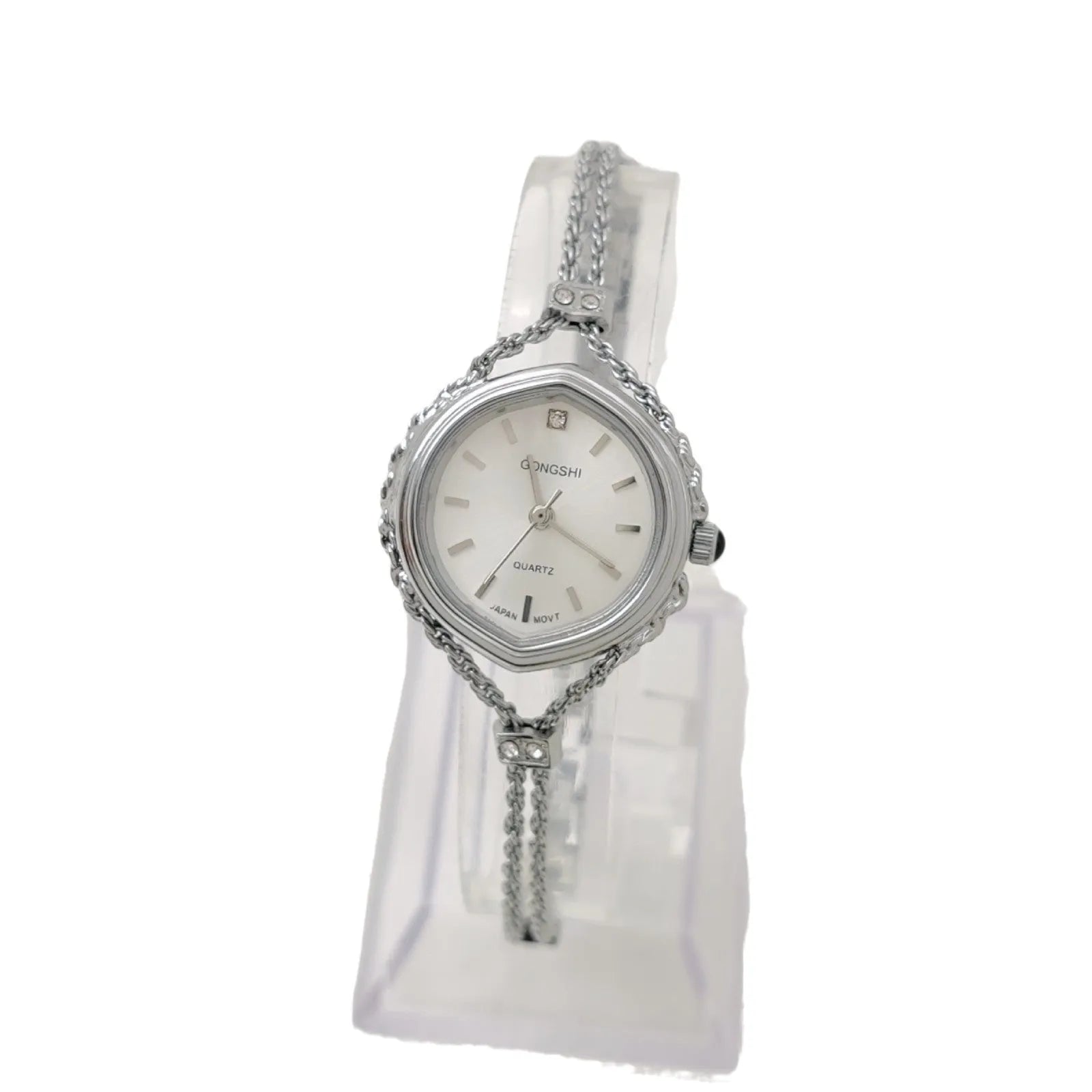 Women's Mori style quartz watch with 25mm dial on 19cm chain strap