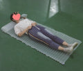 Transparent outdoor airbed showing dimensions of 200 cm length, 60 cm width, and 5 cm thickness