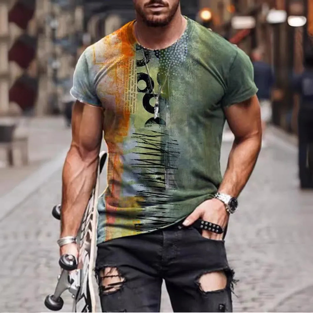 Men's camouflage print short-sleeve T-shirt in a loose fit