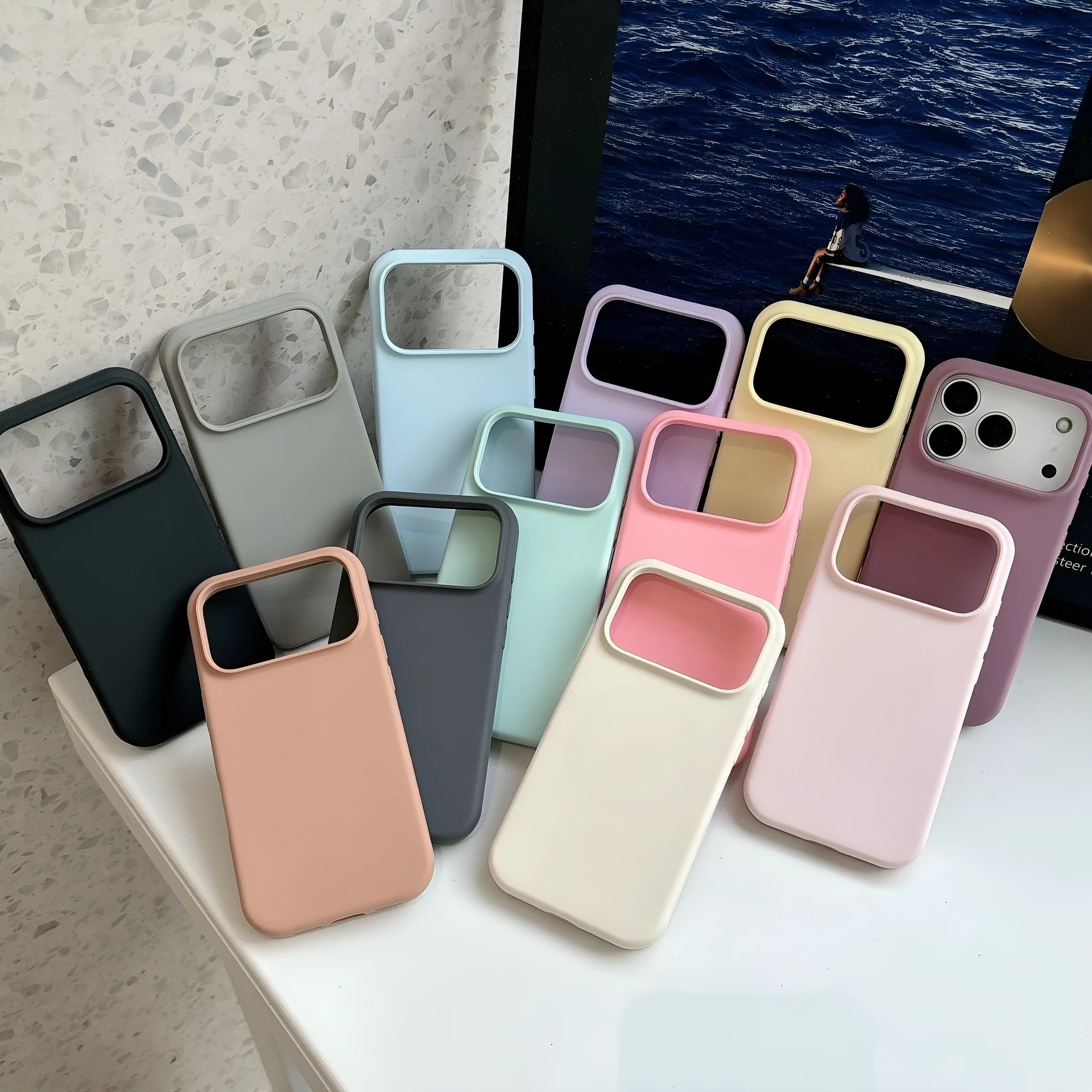 Liquid silicone magnetic charging phone case with AI button for iPhone in antique white colour