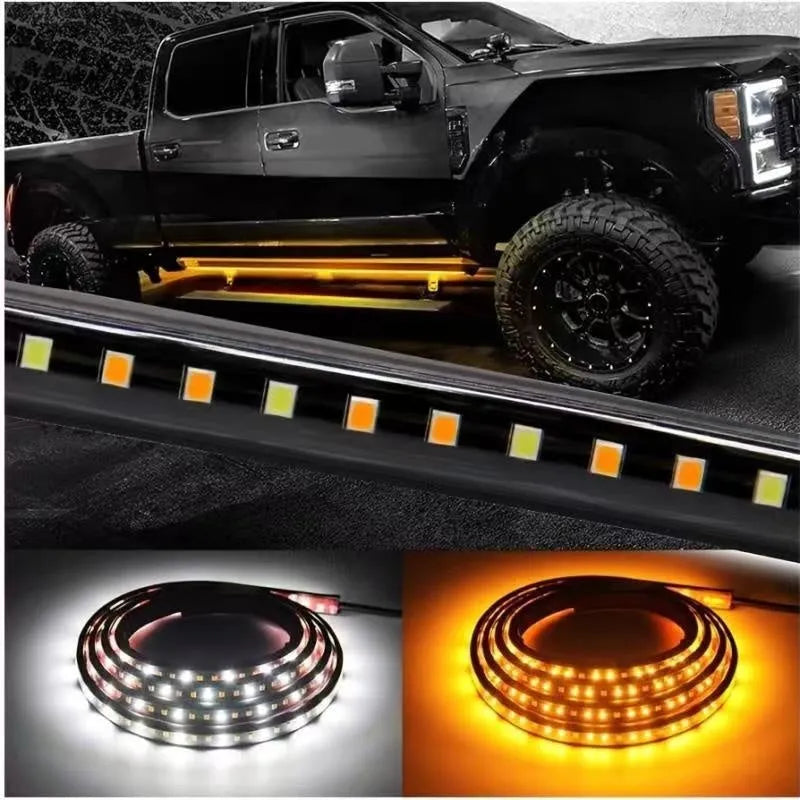 White yellow vehicle light lamp with streamers for side steering illumination in automotive applications