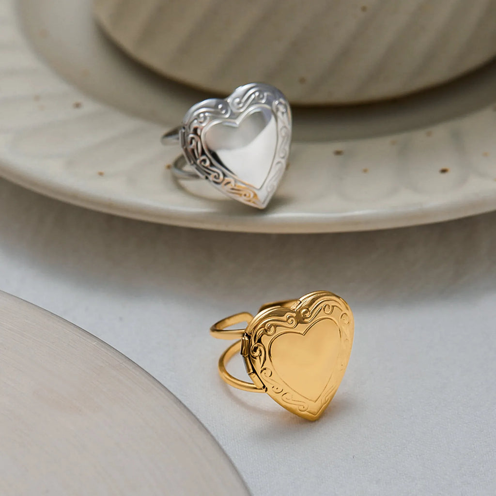 Stainless Steel Love Heart-shaped Ring for Women Electroplating Finish Fashion Jewellery JDRW2409013 JDRW2409013S