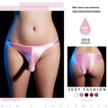 Men's low-rise T-back underwear in shiny black nylon, showing the 7cm drop waist and streamlined rear design.