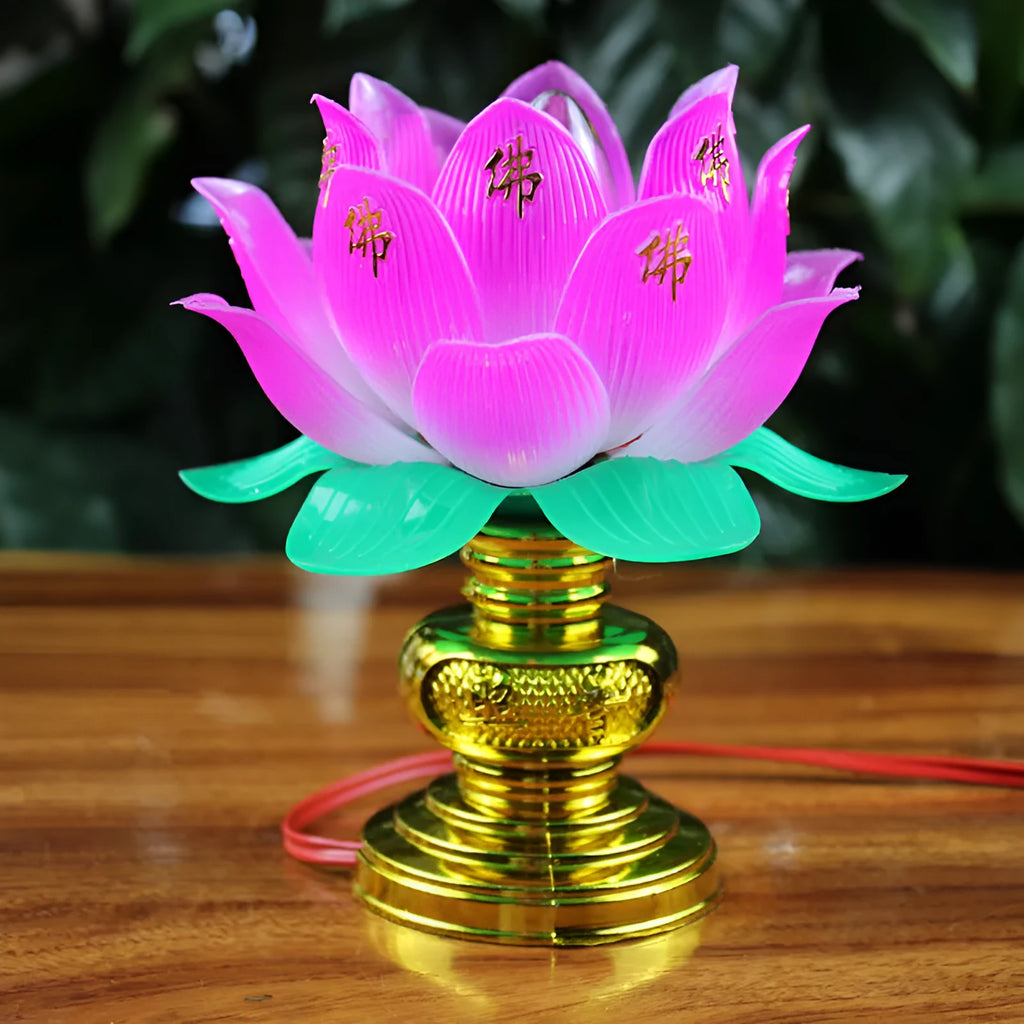 Buddha Light plug-in worship lamp with lotus design and colourful illumination
