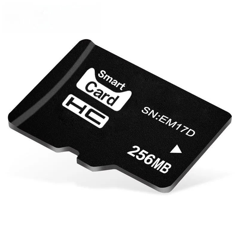 A single 256MB TF memory card on a white background, showing its compact size.