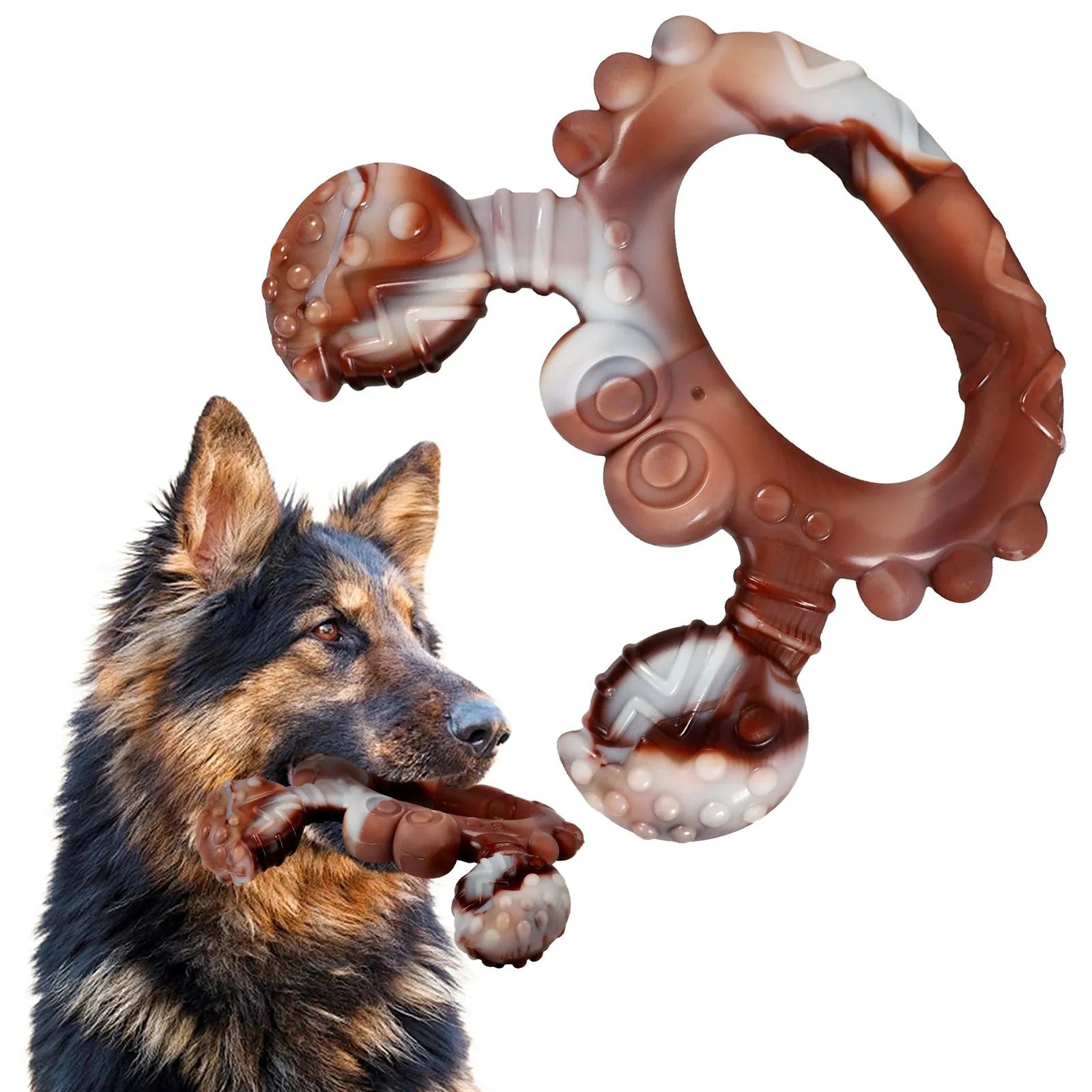 Nylon dog chewing toy in antlers beef flavour on a light background