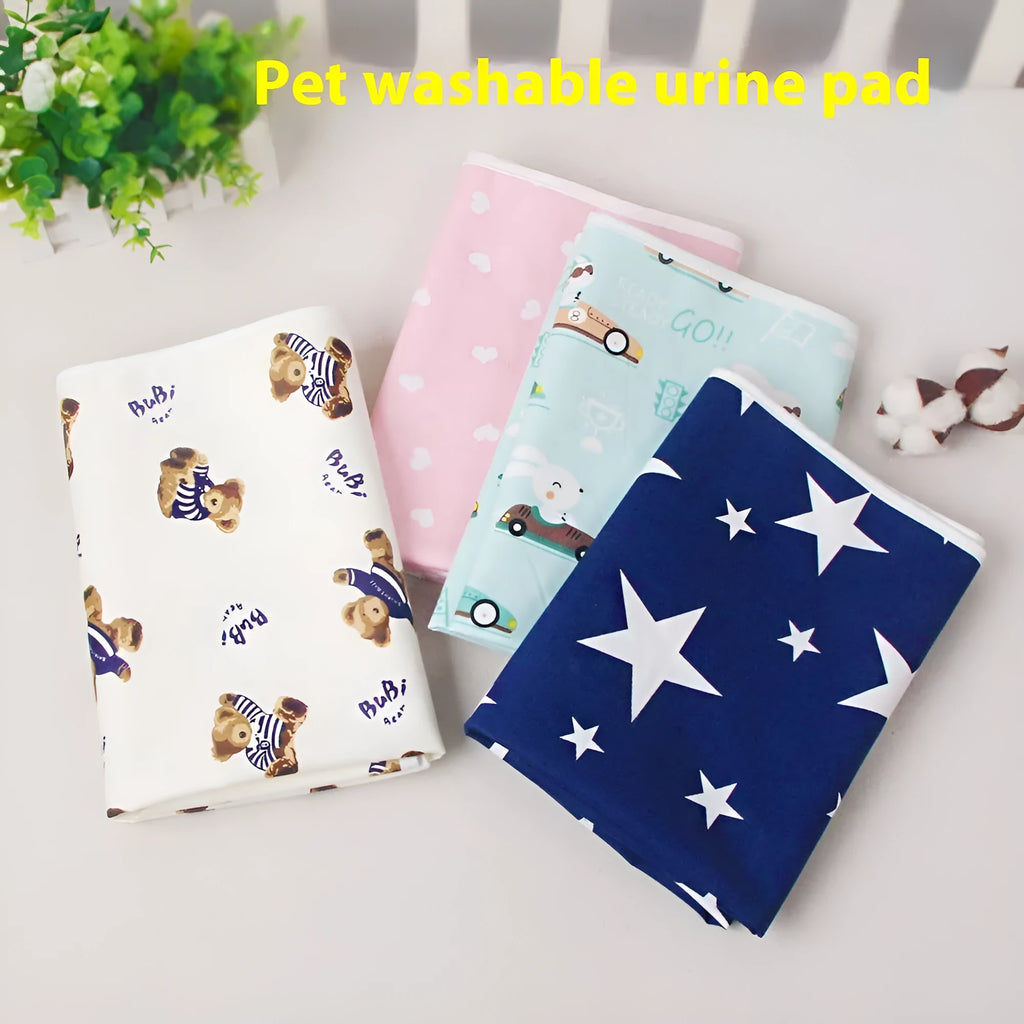 Breathable cotton cartoon waterproof insulation pad for dogs, 50x70cm, with a blue elephant pattern.