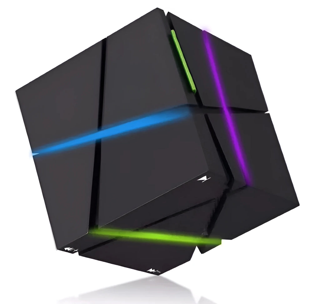 Cube Bluetooth Speaker with colourful lights, ABS plastic body, black colour option