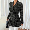Polyester slim fit women's coat in black, medium 65cm length, regular sleeve, front view