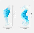 Two dog chew toys - seahorse and tuna shapes - made from soft PU nylon material