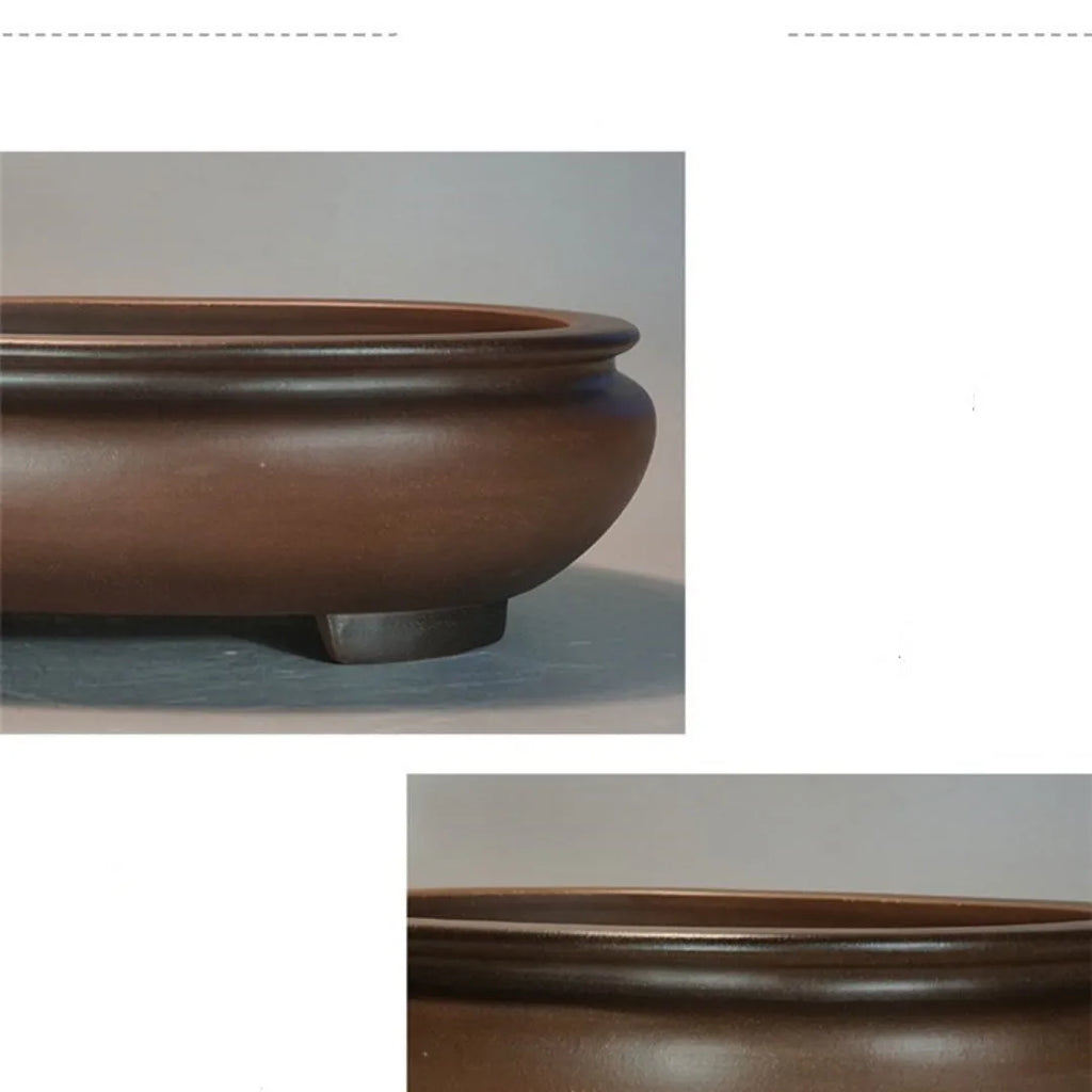 Individual handmade classical purple sand desktop flowerpot showing its 58cm length and rectangular shape.