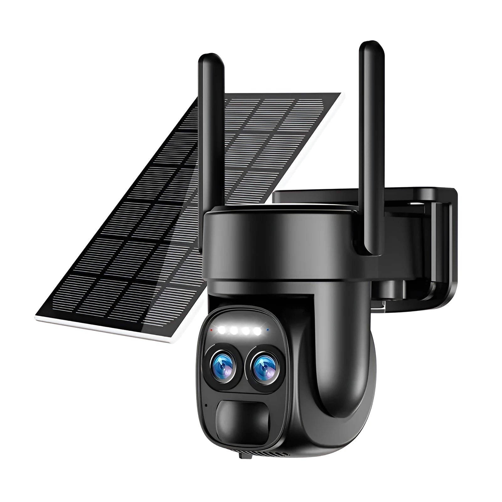 Solar security camera with 8x zoom lens, solar panel, and 4G/WiFi connectivity options