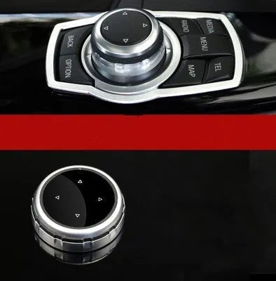 Aluminium alloy multimedia button sticker for car large knob cover with visible at night acrylic light transmission