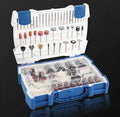 365pc electric grinder accessory set with cutting discs, grinding wheels, sandpaper, and wire brushes in alloy construction