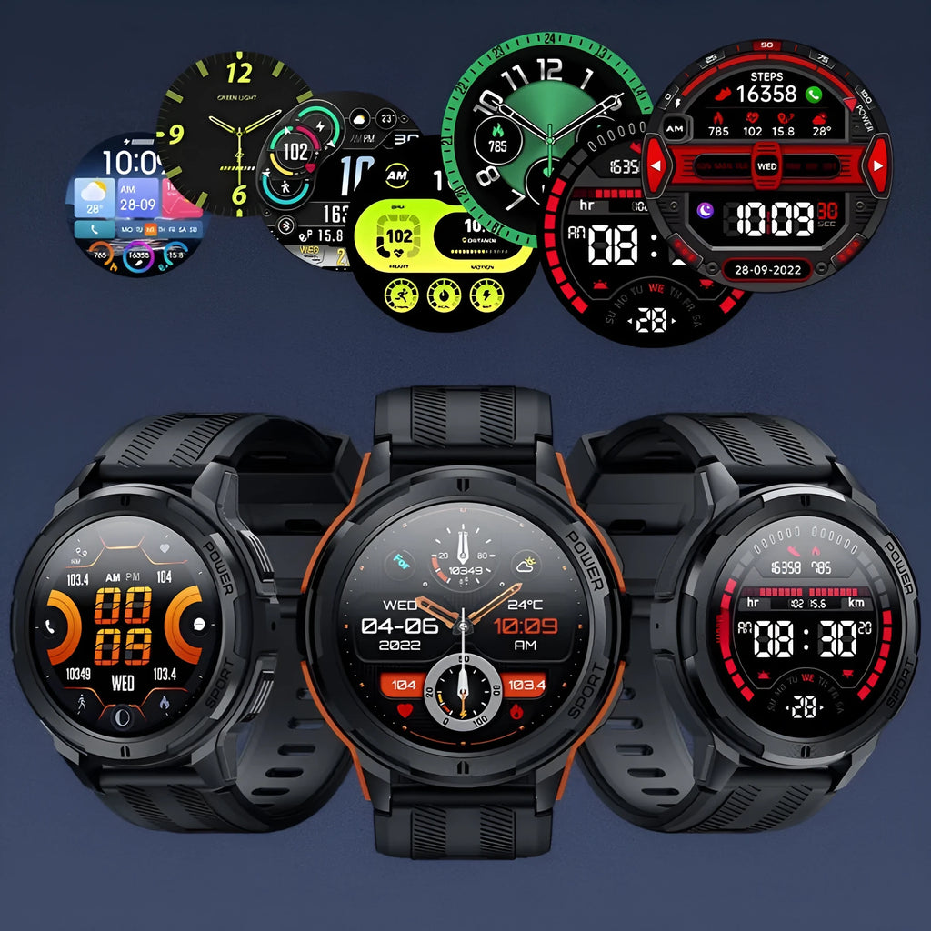 Smart bracelet with 1.43-inch Amoled screen Bluetooth calling heart rate blood pressure monitoring black orange