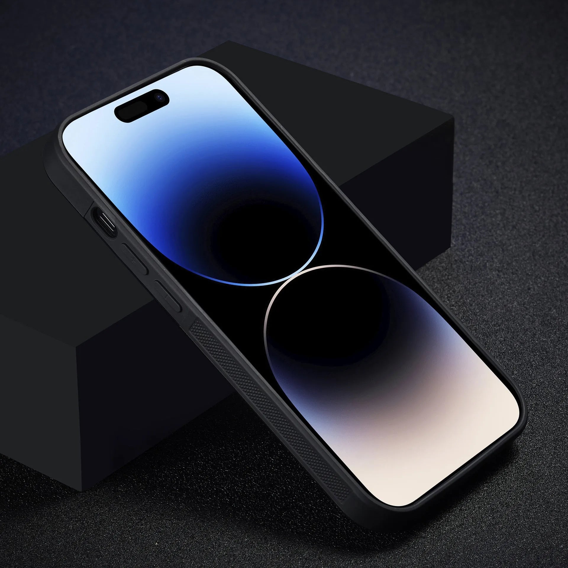Simple carbon fiber phone shell black imitation leather with plaid pattern for iPhone