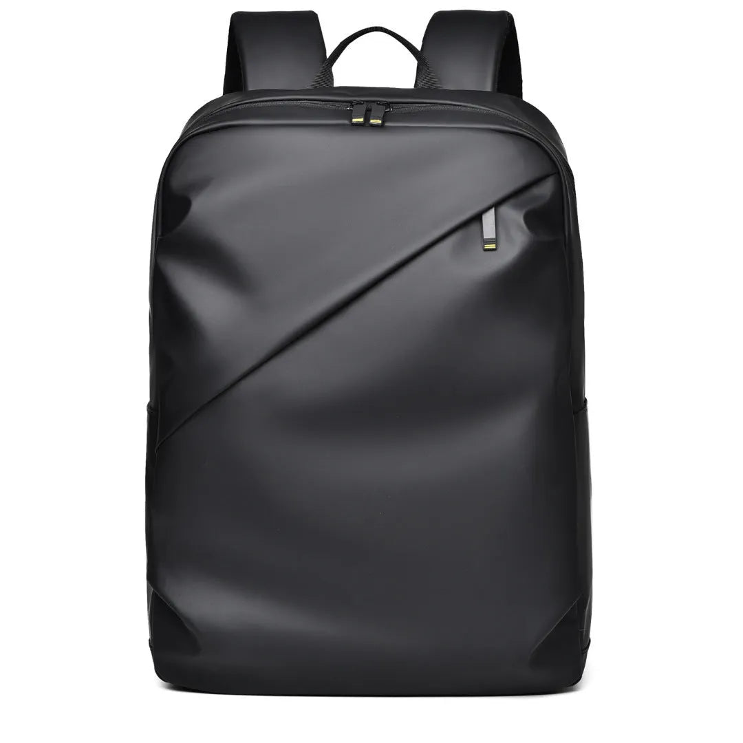 Men's waterproof PU leather backpack in black colour with computer compartment