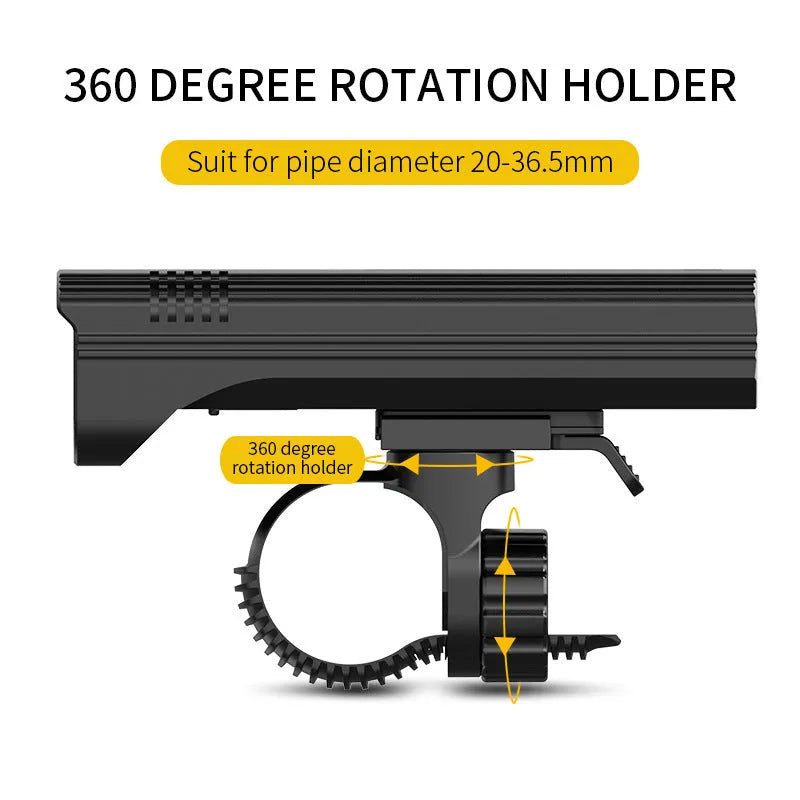 Black KX12DF bicycle headlight with digital display on handlebar mount