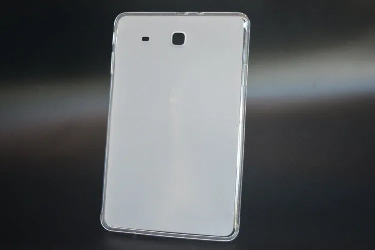 Clear ultra-thin silicone tablet protective case showing transparent white finish and flexible construction