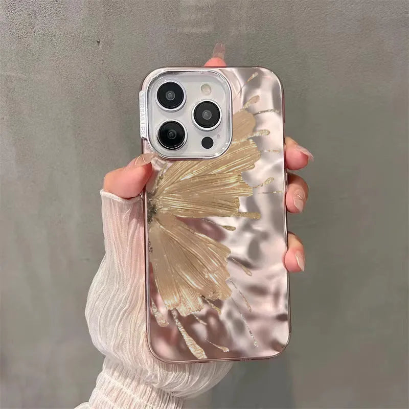 Electroplated butterfly pattern phone case with water ripple blue colour for iPhone 14 Pro
