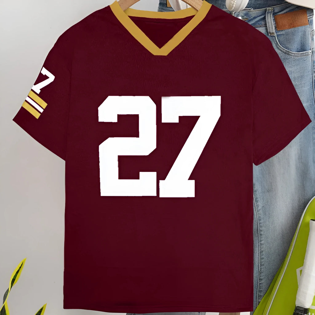 Cotton loose fit T-shirt with digital letter print in red or green colour options