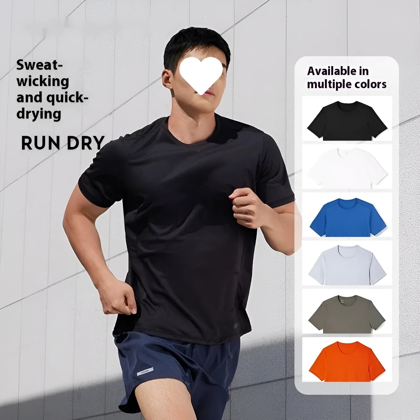 Men's thin polyester quick-dry t-shirt for running and sports in multiple colours.