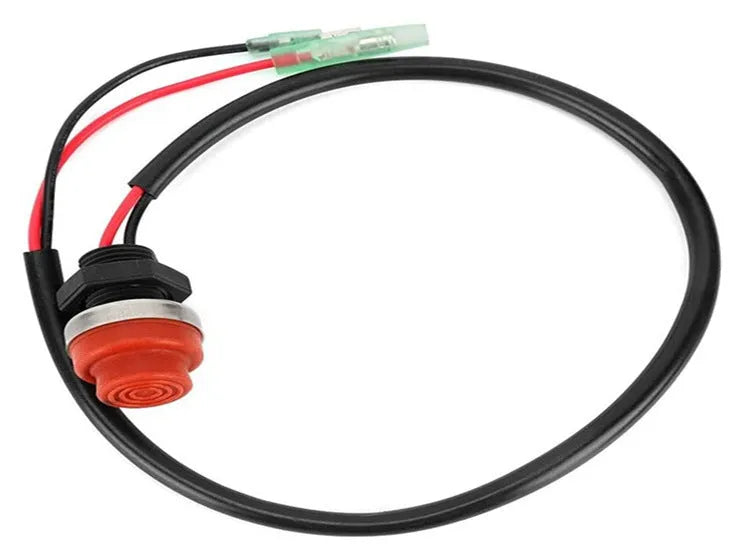 YAMAHA branded motorboat engine kill switch with coiled safety rope lanyard