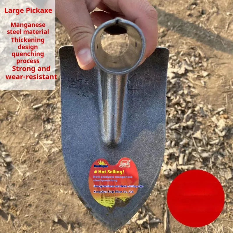 Agricultural pointed hoe tool with a stainless steel head for soil breaking and weeding.