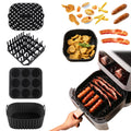 Black square silicone baking tray set for air fryer, four pieces, modern simple style