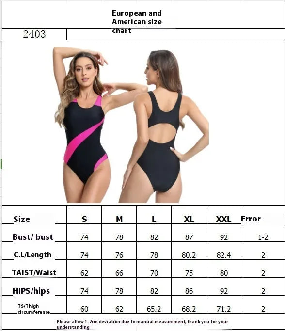 Women's sleeveless one-piece swimsuit in rose red, blue, or white with briefs bottom.