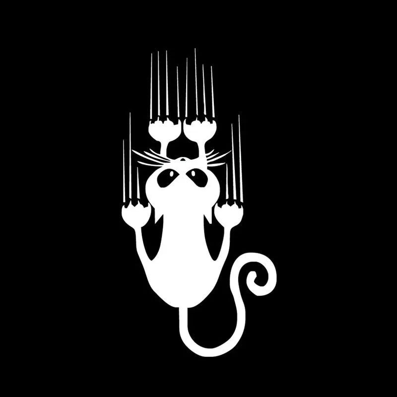 Reflective cat paw car sticker in black or white, 15x7.5cm, self-adhesive body decal for cars and motorcycles