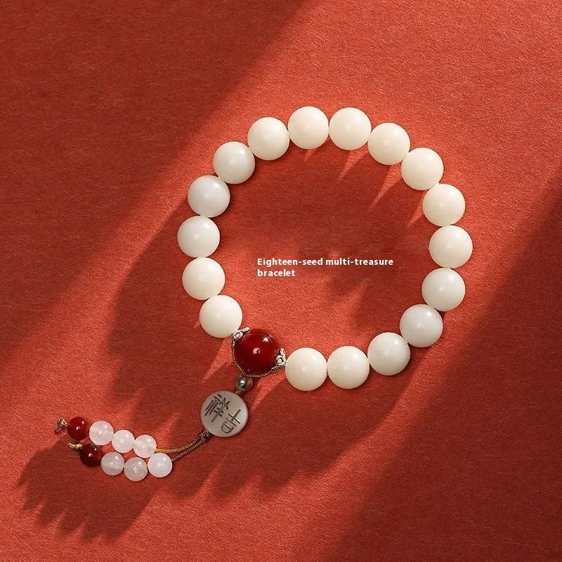 National style Bodhi bracelet with 10mm round beads and traditional Ruyi ornament