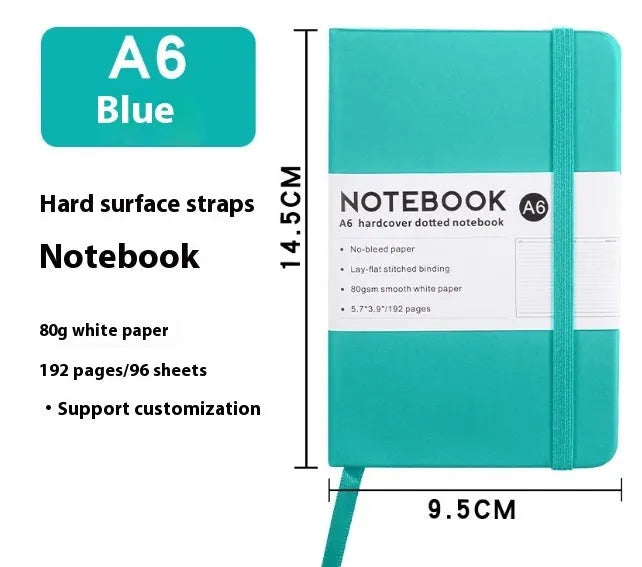 A5 office diary with hand skin feeling PU leather strap cover and lined inner pages