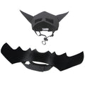 Halloween pet mask bat wings corset set in cloth fabric for dogs and cats, with adjustable neck and bat design