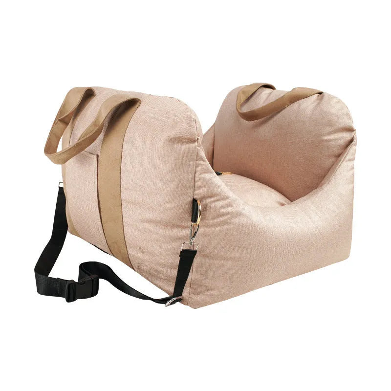 Portable detachable washable car seat pet carrier kennel for dogs and cats 52x52x44cm cloth beige