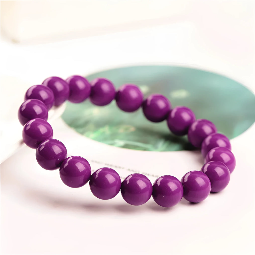 Jiuya Crystal Purple Mica unisex bracelet in single circle design with polished beads.