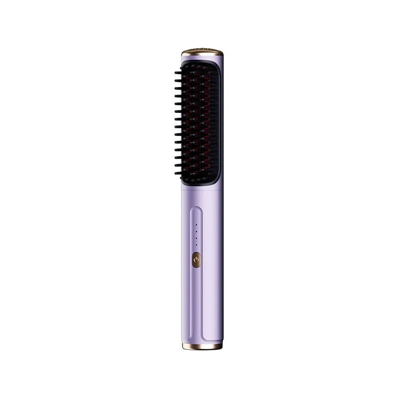 Wireless straight comb in rose gold colour with anion technology for curling and straightening hair