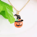 Halloween oil drop pumpkin cat necklace pendant alloy chain 45+5cm clavicle style