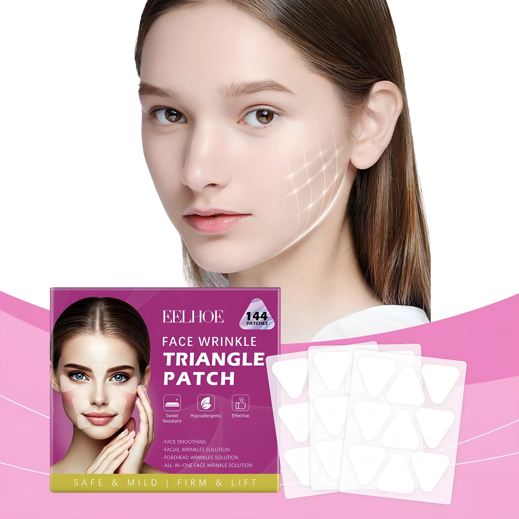 Pack of 144 clear facial nursing patches for skin hydration and fine lines