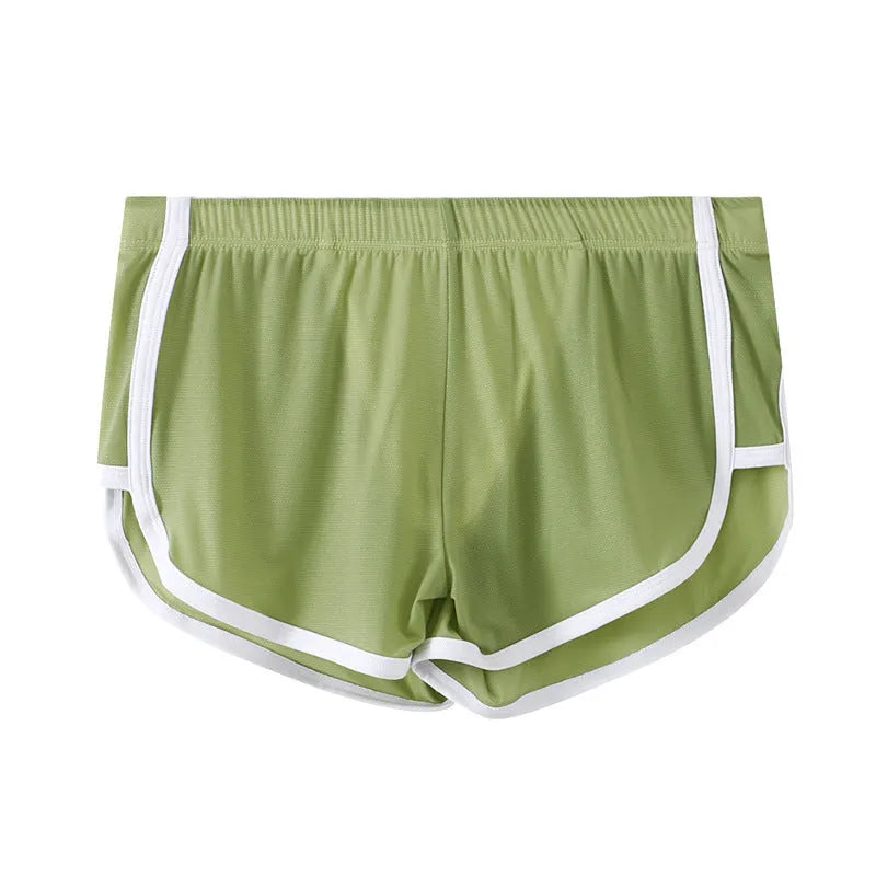 Men's black ice silk mesh boxer briefs with a low waist design on a plain background.