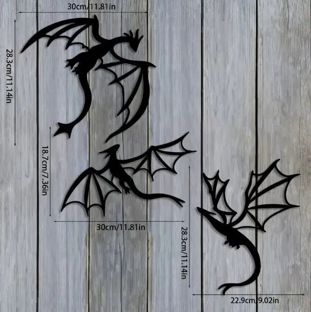 Black metal animal silhouette wall hanging decoration 30cm long side