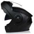 Battery full face motorcycle helmet in matte grey with multiple visor options