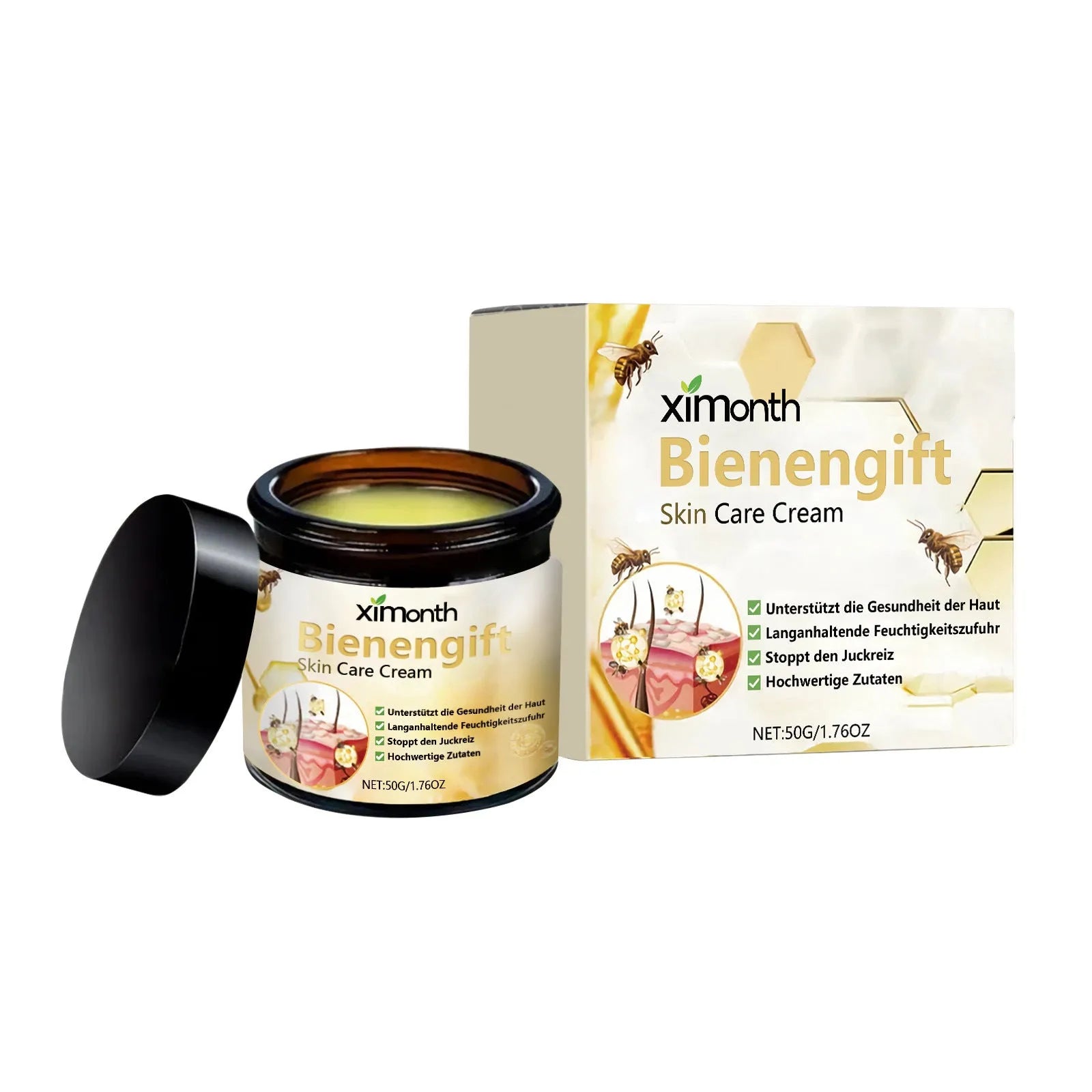 50g pot of bee venom herbal blend moisturising body cream for neck and skin