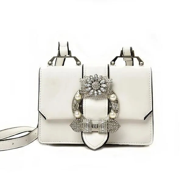 Designer diamond lock shoulder bag for women in quality PU leather, black colour option on display.