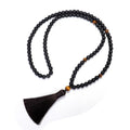Tigereye stone beaded necklace and bracelet set with drop pendant on adjustable 81cm length