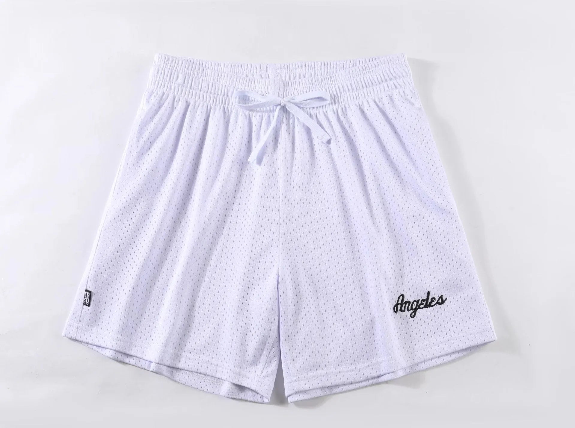 Men's double-layer mesh shorts in black, shown from the front, suitable for summer sports and casual wear.