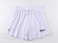 Men's black double-layer mesh sport shorts on a white background.