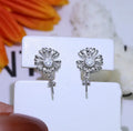 Baroque floral S925 sterling silver drop earrings with an open ring holder frame on the eardrop.