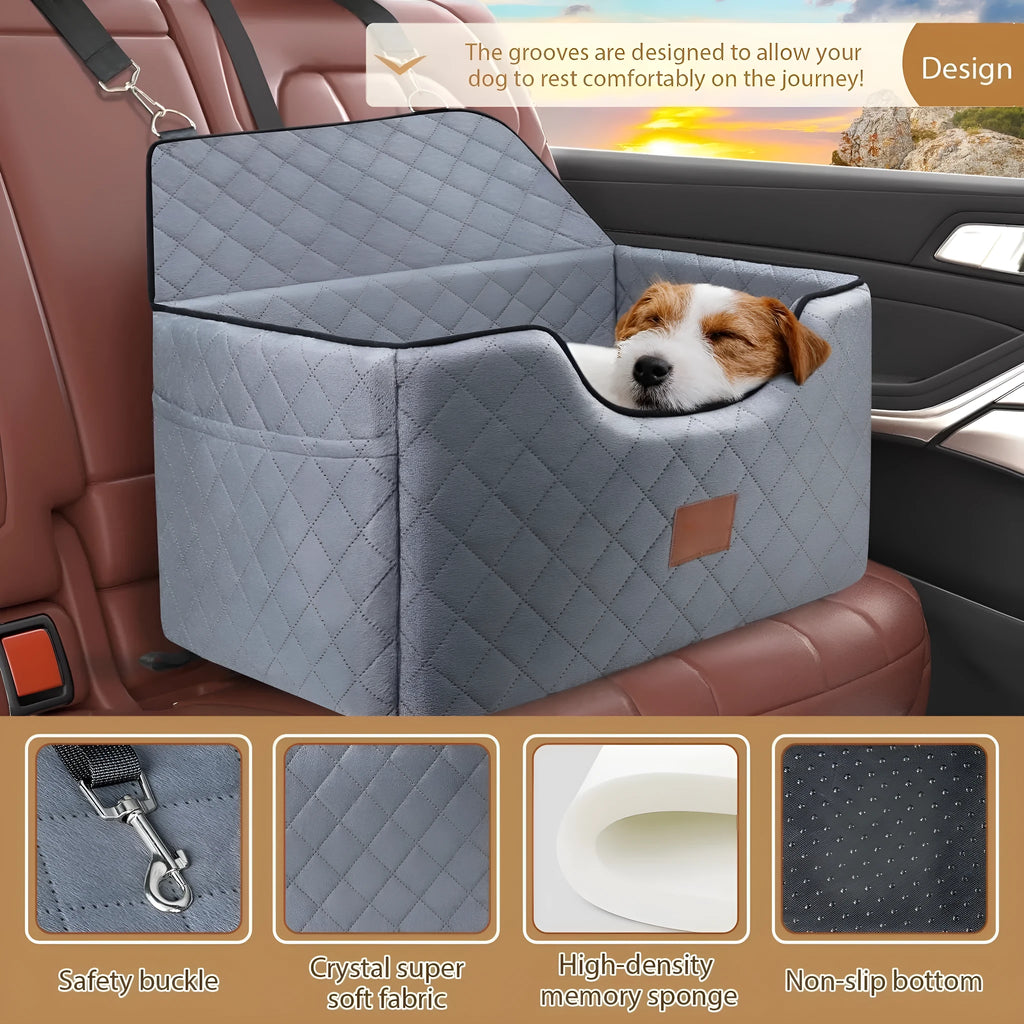 Breathable cloth pet car nest for dogs in rear row, size 70x50x30cm, gray colour